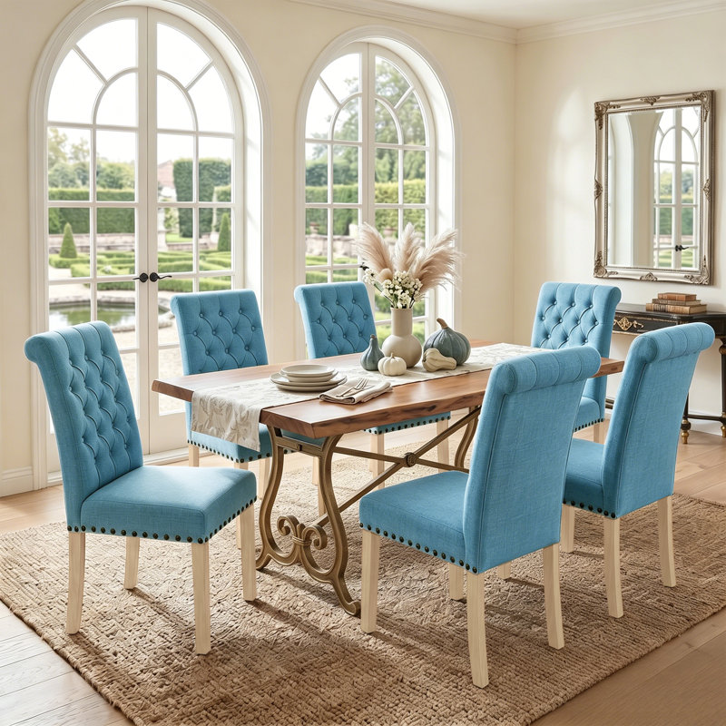 Chaises de salle à manger rembourrées Amby, Bleu pâle