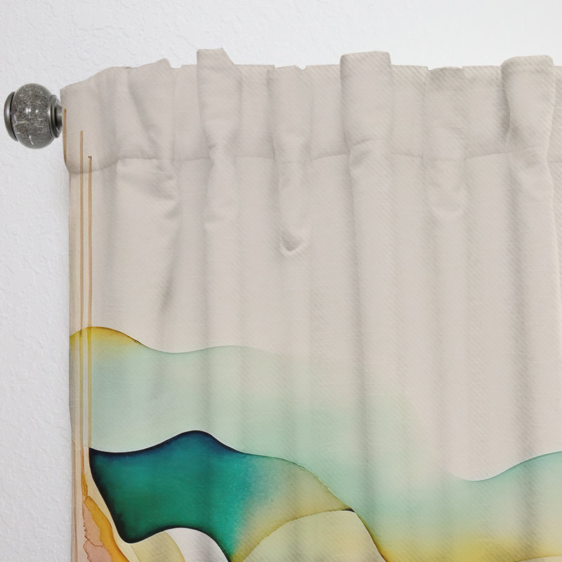 Reuven - Multi-Color Abstract Waves IV - Modern Curtain - Velvet Room Darkening - 1 panel, 52" W x 108" L
