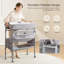 Table à langer pour bébé avec tiroirs de rangement et roues verrouillables imperméables-596194931