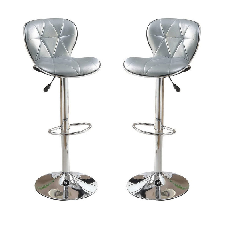 Therese Stool Counter Height Chairs Set of 2 Adjustable Height Kitchen Island Stools, Sliver