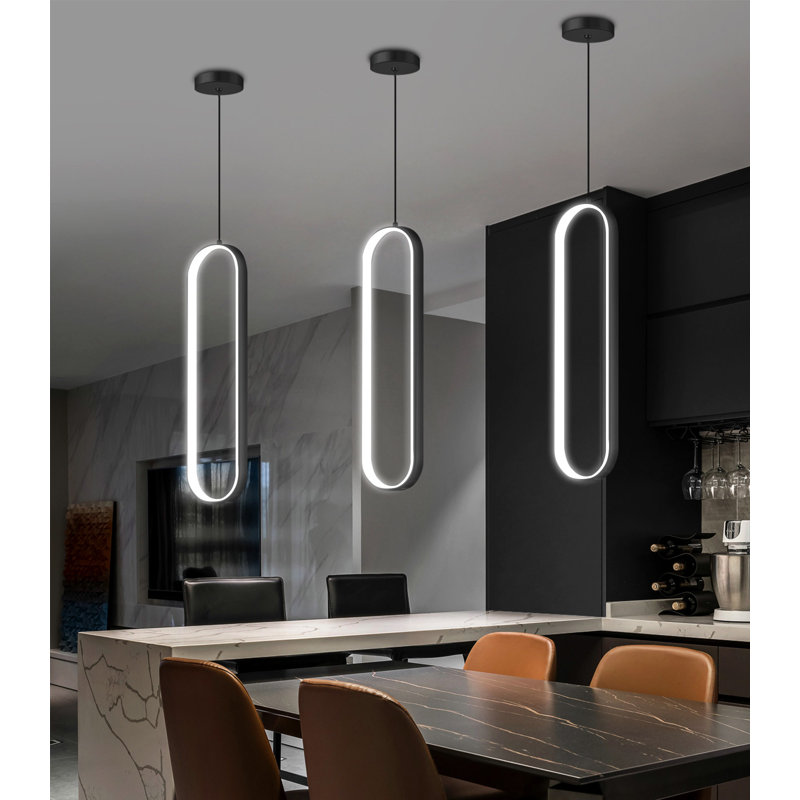 Lustre moderne moderne à DEL, Matte Black