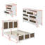 Ensemble de chambre à coucher 4 pièces, lit plateforme de ferme avec décoration en bois, table de chevet et commode avec poignée en métal-112402305-112402304