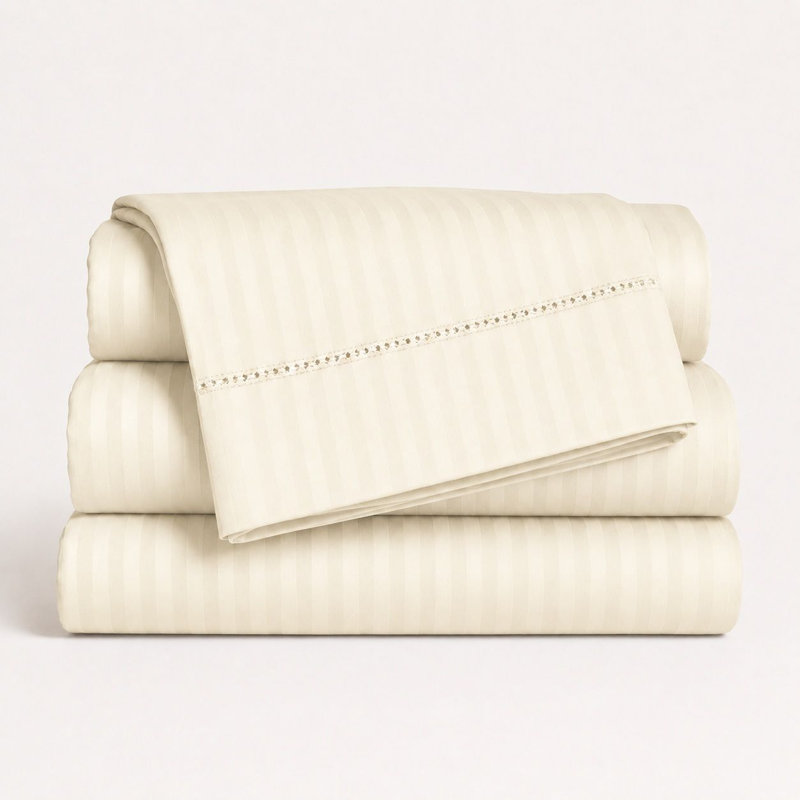 Ensemble de literie en coton égyptien à densité de tissage 1500 fils par Five Luxe Collection - Draps en satin de luxe avec ourlet élégant