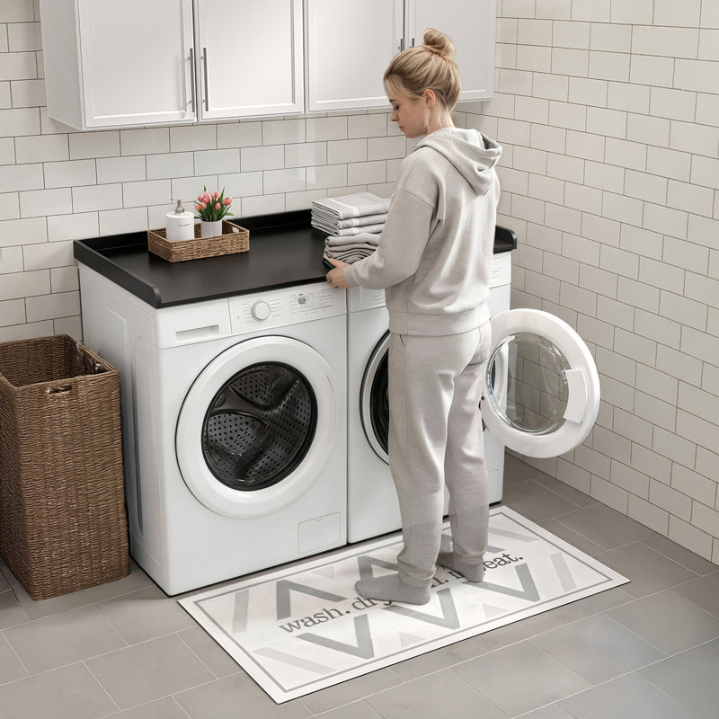 60" Laundry Room Wall Cabinets and 27.6" x 55" Washer and Dryer Countertop Set, Black, 27.6" H x 55" W