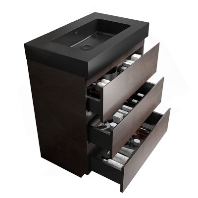 Meuble-lavabo autoportant avec grand lavabo et rangement
