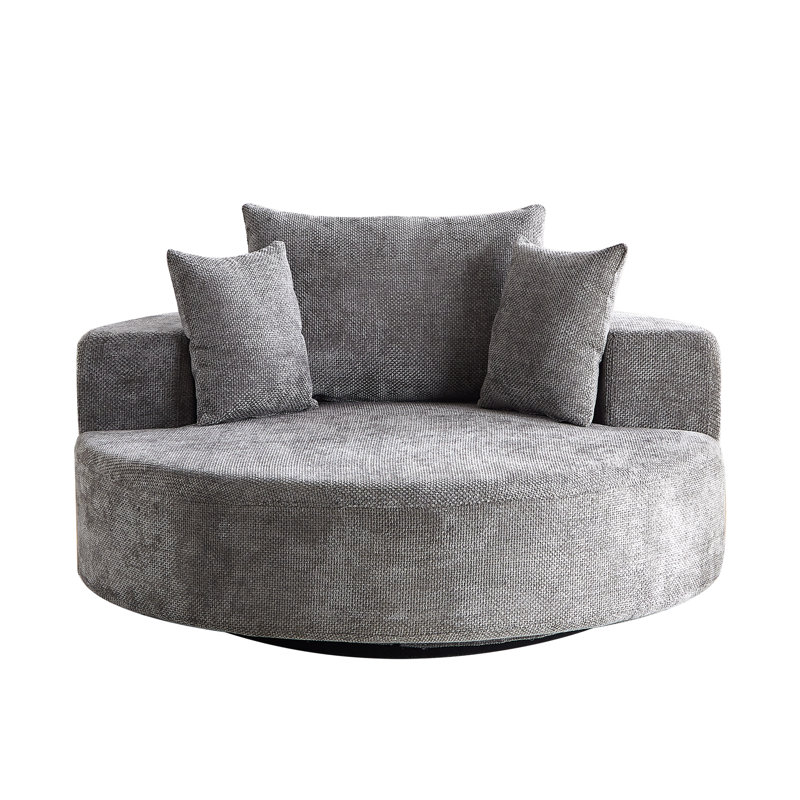 Canapé rembourré en chenille de 55 po de largeur avec 2 coussins, Gris