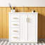 Meuble-lavabo Velmira 76 cm avec lavabo en céramique – Structure en bois massif, 3 tiroirs et 2 portes à fermeture amortie, meuble de rangement autoportant avec poignées en métal pour salle de bain-763818481