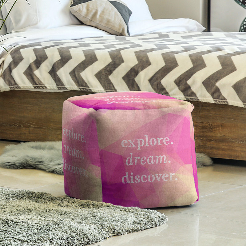 Upholstered Ottoman, Pink Diamond