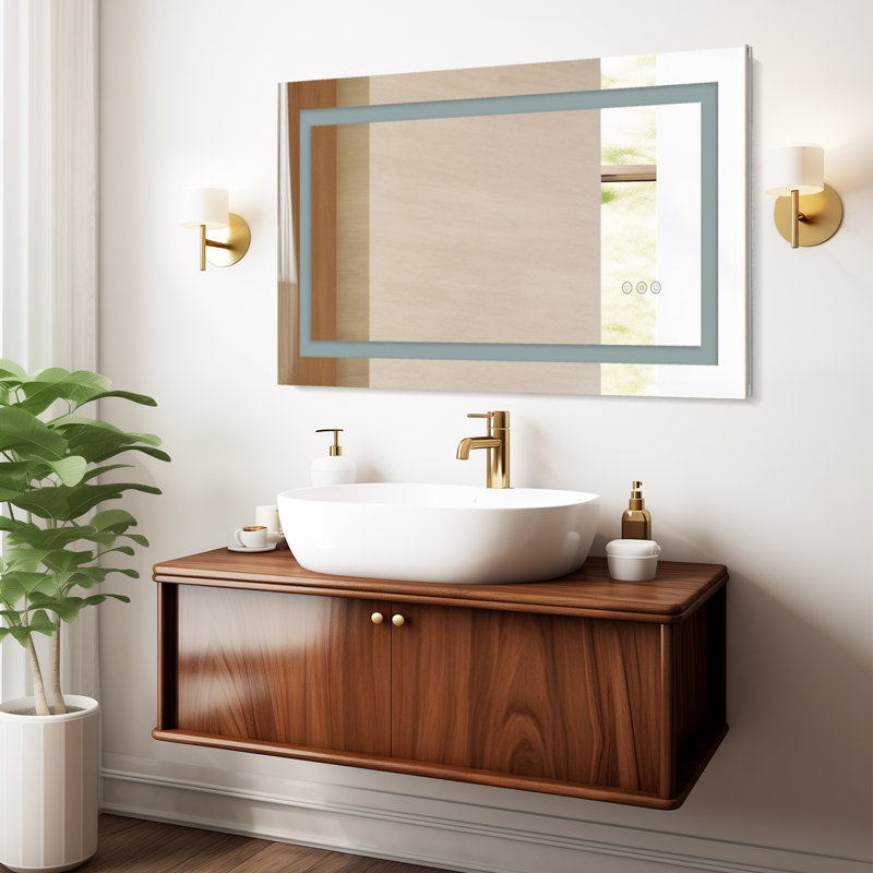 Frameless Led Bathroom Mirror,3 Colors Dimmable,anti-fog,memory Function,wall Mounted Lighted Vanity Mirror, 28" x 40"