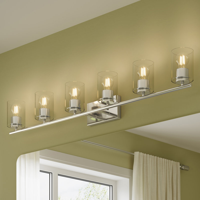 Luminaire pour meuble-lavabo avec abat-jour en verre Replay Collection, Clair, Nickel poli, 6