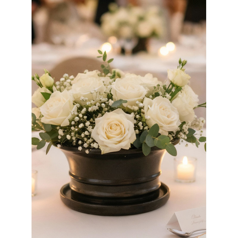  Pot à fleurs et soucoupe ovale en céramique Taoshan