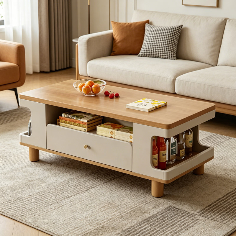 Table basse moderne avec rangement en bois