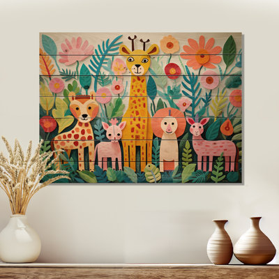 Pépinière d'animaux colorée et mignonne I - Pépinière d'animaux sur bois