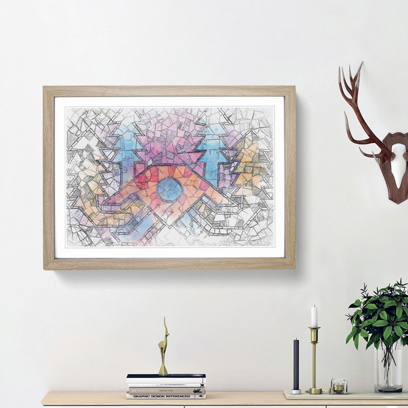 Mosaic Arrows in Abstract - Picture Frame Graphic Art Print, Oak Framed, 27cm H x 36cm W x 2cm D