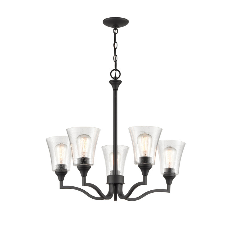 Lustre traditionnel unique à 5 lumières Fortenberry, Noir mat