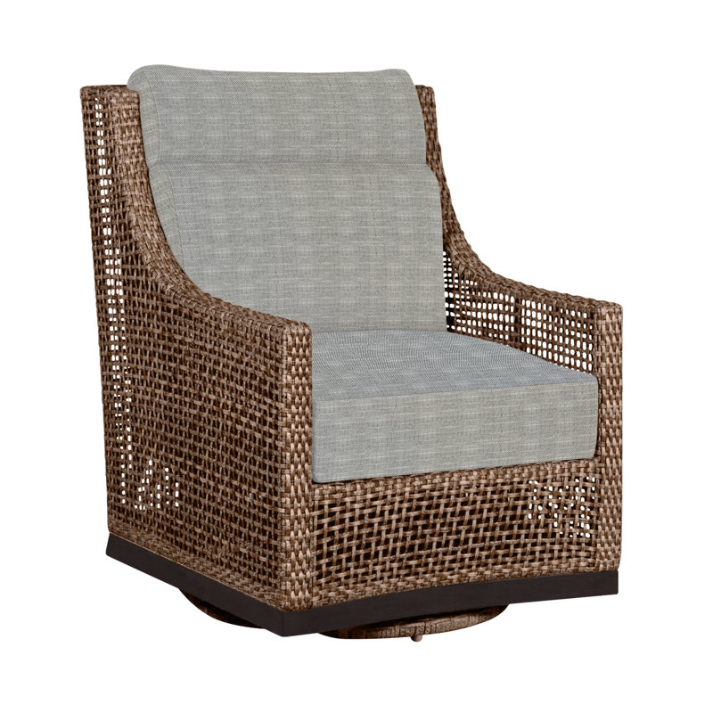 Outdoor Peninsula Gliding Wicker/Rattan Chair with Cushions, Mahogany/Chestnut, No welt + Standard fill