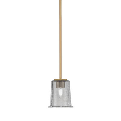 Anneken Stem Hung Mini Pendant Shown In New Age Brass Finish With 5.25" Smoke Bubble Glass