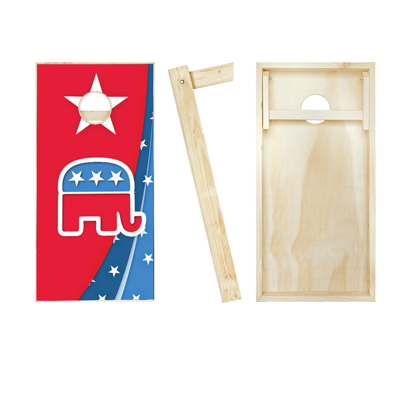 Ensemble de cornhole en bois massif 2 pi x 4 pi avec sacs, Rouge