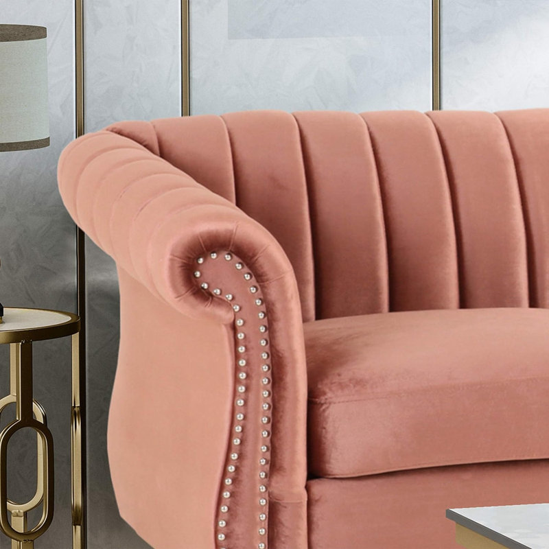 Dalpha 84'' Velvet Sofa, Blush Velvet