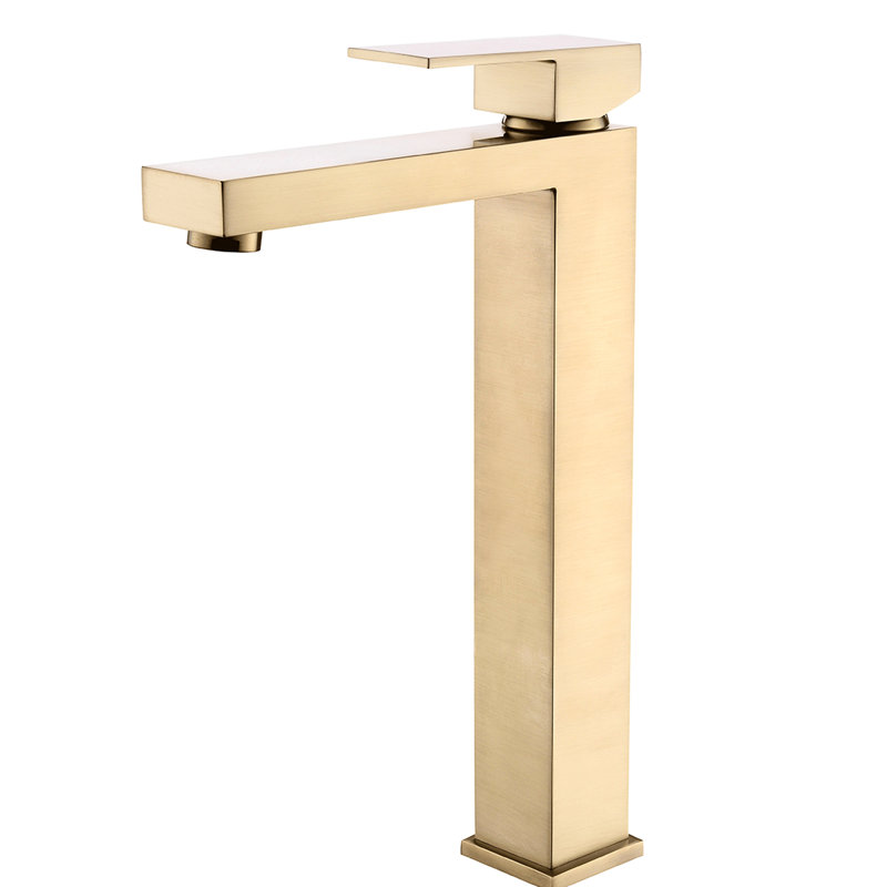 Robinet de meuble-lavabo en or brossé - Valve à cartouche et panneau latéral inclus