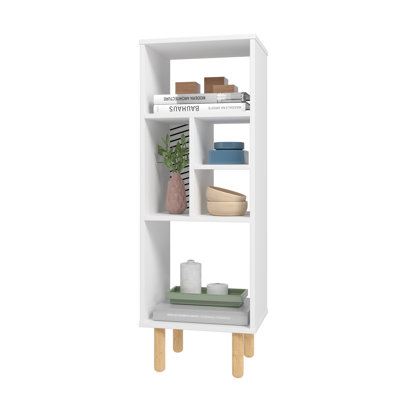 Essex 42.51" H x 14.96" W Mid-Century Modern Open Abstract Bookcase in Zebra and White