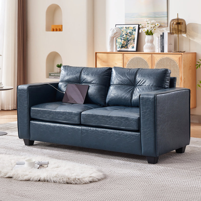 65" Modern Sofa, Blue