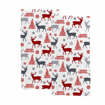 Santa's Joyful Laughter Hand Towels - Soft, Absorbent, 2-Pack for Bathroom, Kitchen, Gym, Spa, Bar - 30 x 15 inch
