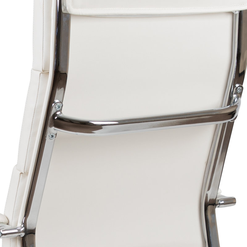 High Back LeatherSoft Contemporary Panel Executive Swivel Office Chair, White