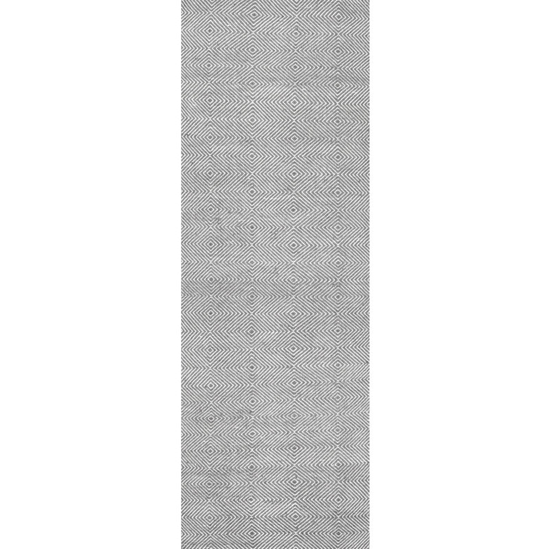 Tapis en laine à motif géométrique pour le salon, la chambre à coucher, la salle à manger et la cuisine, gris / ivoire
