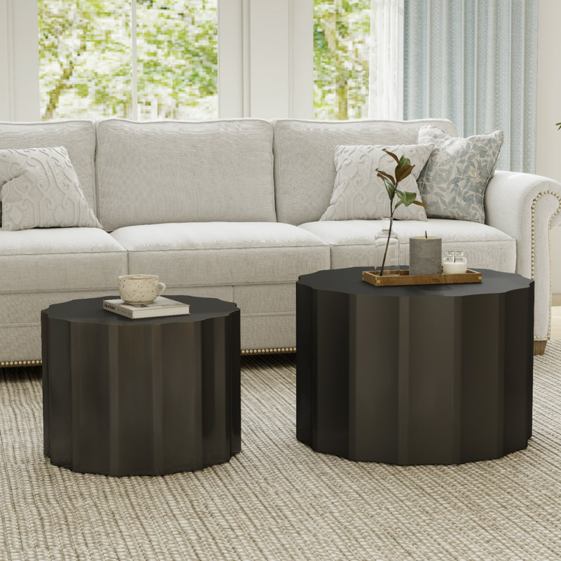 23.6" Nesting Coffee Table Set, Black