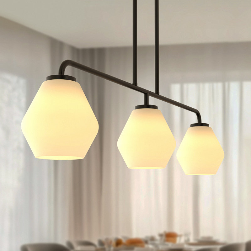 Luminaire suspendu pour îlot de cuisine 3 lumières Alcide, Blanc