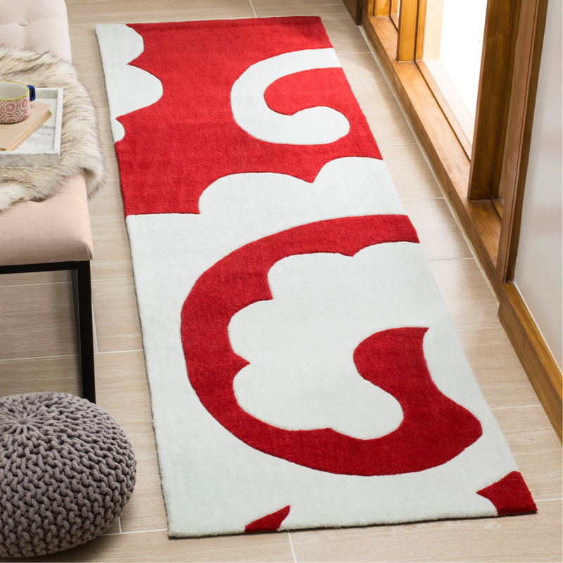 Tapis à motif floral touffeté à la main Modern Art, Tapis de couloir 2 pi 3 po x 8 pi