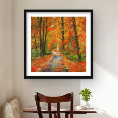 Autumn Trail - Orange Living Room Framed Matted Print Decor