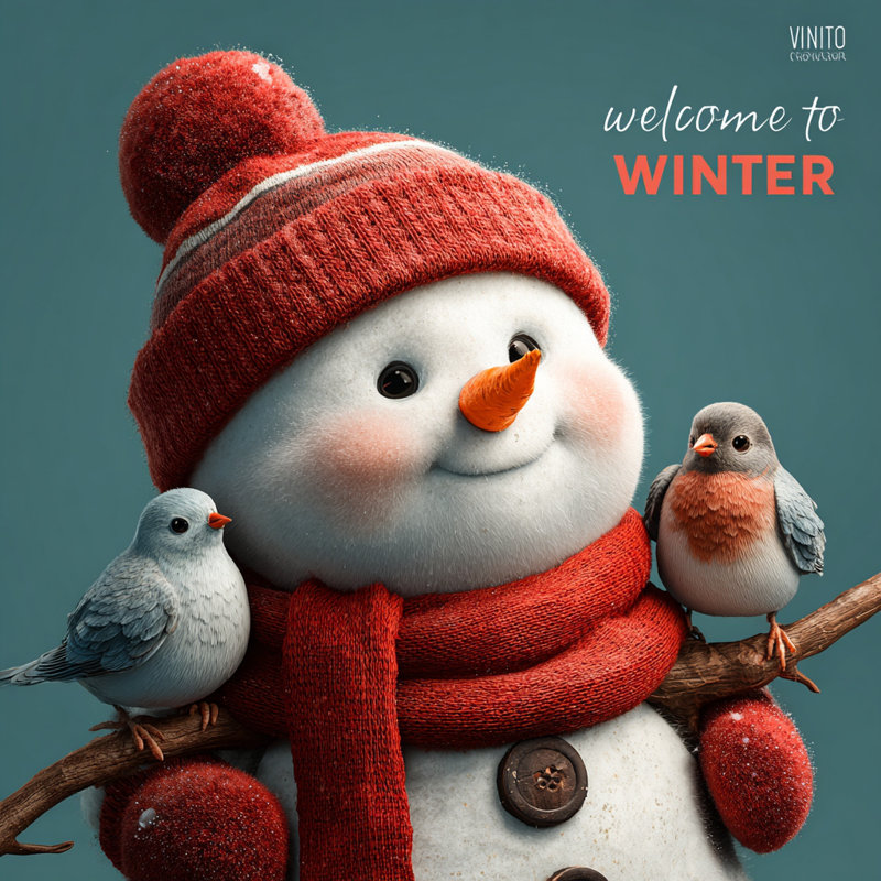 Hiver, bonhomme de neige sur toile, H 12 po x l 12 po