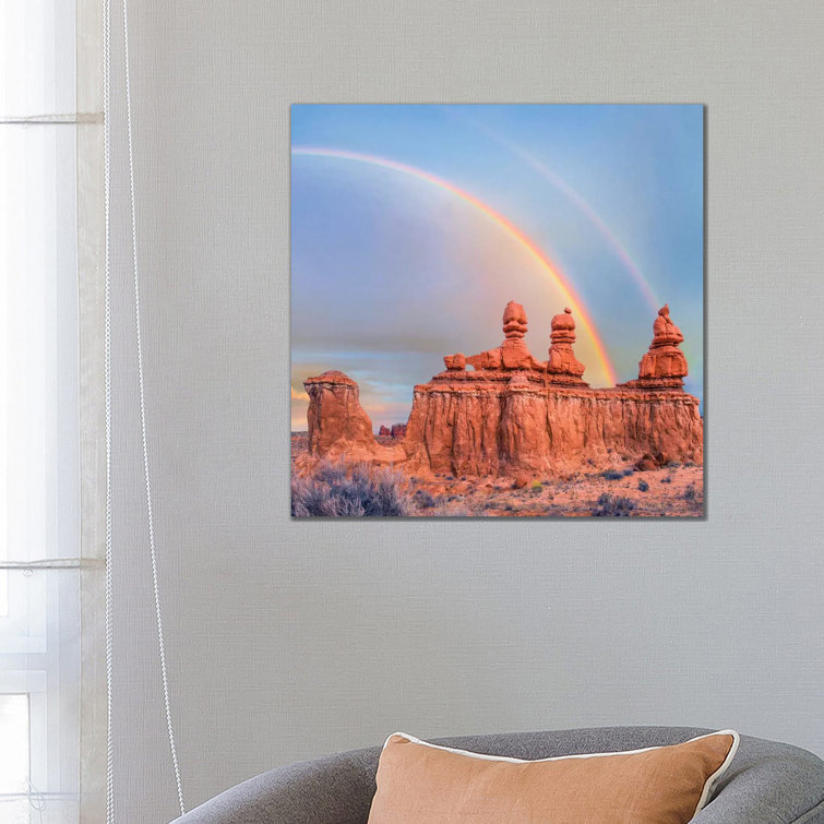 Rainbow Over Rock Formation Called The Three Judges, Goblin Valley State Park, Utah by Tim Fitzharris - Gallery-Wrapped Canvas Giclée on Canvas