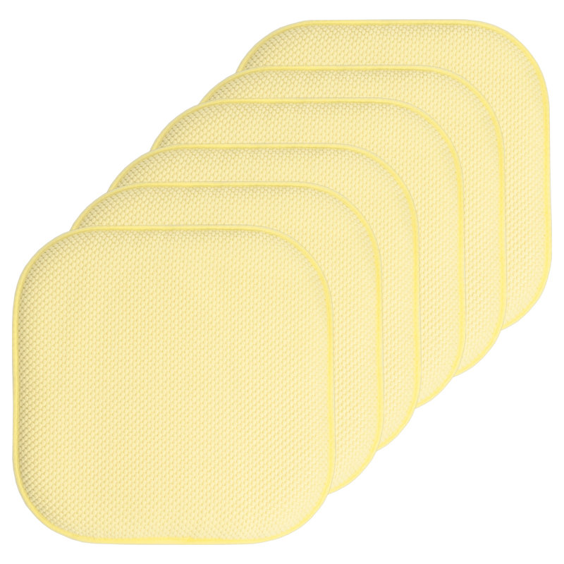 Honeycomb Non-Slip Indoor Chair Cushions, Yellow, 6-Pack