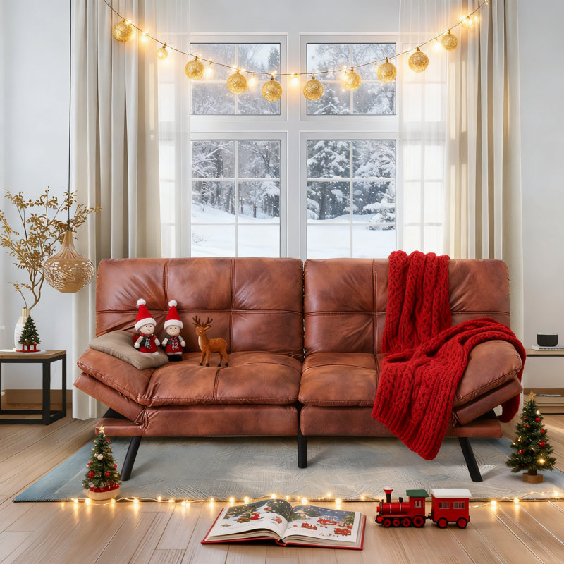 71 Inch 3-In-1 Futon Couch Sofa Bed - Easy Assembly Sleeper For Overnight Guests, Brown