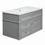 Meuble-lavabo mural en bois aggloméré 36 po gris avec fermeture à glissière intégrée et blanc 36 po avec tiroir et lavabo simple en céramique à 3 trous-130833212