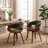 Modern Upholstered Dining Chairs, Green Fabric With Wooden Legs, Soft Padded Seat And Back, Scandinavian Kitchen And Dining Room Side Chairs​​-864837333-864837339