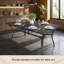 Table de salle à manger rectangulaire de style industriel moderne, pour une utilisation intérieure et extérieure, structure métallique robuste et plateau aspect bois rustique