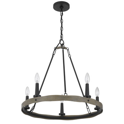 5 - Light Dimmable Wagon Wheel Chandelier