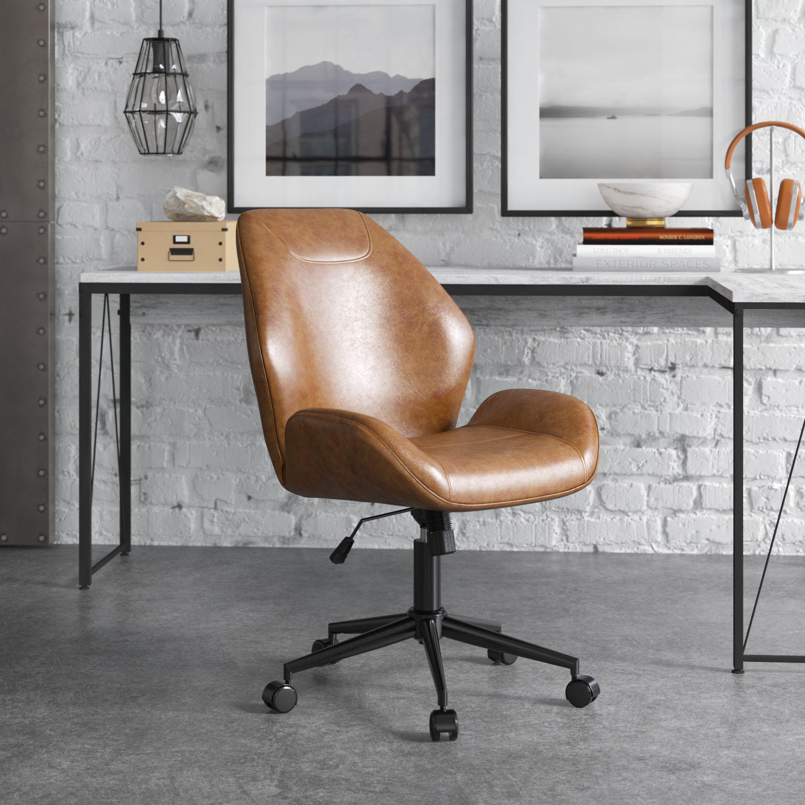 Leather desk chair online modern