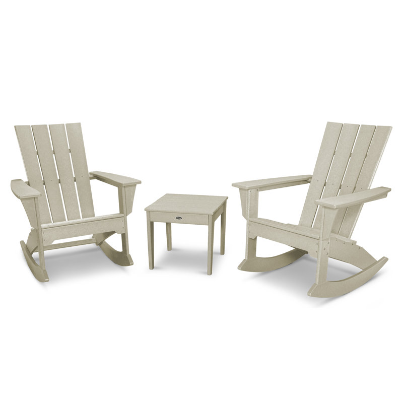 POLYWOOD Quattro 3-Piece Rocker Set, Sand