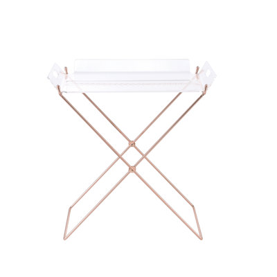 Table-plateau rectangulaire non pliable en acrylique transparent avec base amovible en forme de «X» en métal amovible de 5 mm et de 8 mm, largeur de 22 po, hauteur, profondeur de 16 po, capacité de charge de 100 lb, dimensions du tube, limite de poids