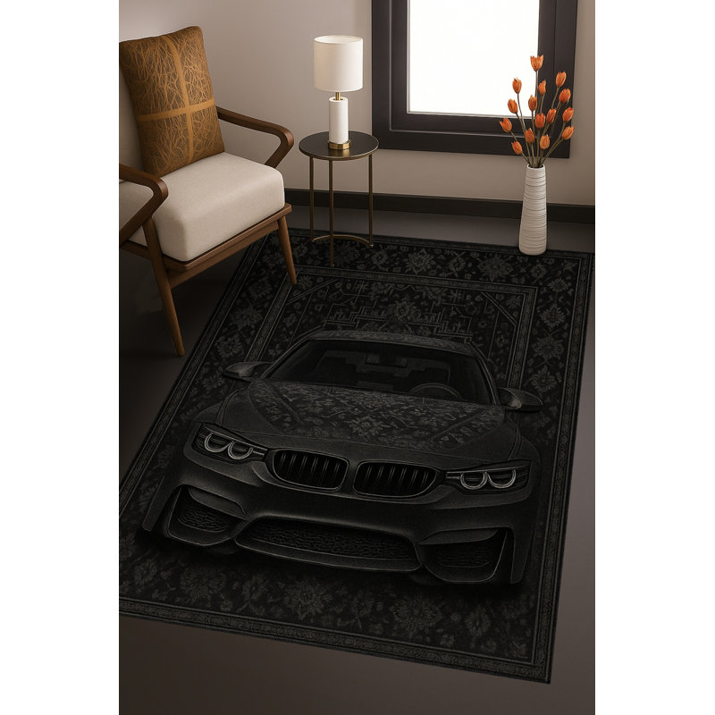 Tapis noir Mosso, 4'11" x 9'10"