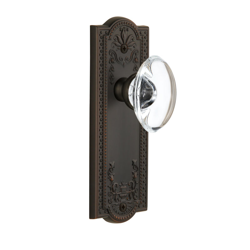 Grandeur Parthenon Plate Passage with Provence Crystal Door Knob, Timeless Bronze, 2 3/4"
