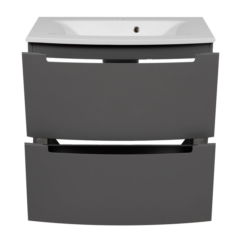 Julenny 22.5'' Single Bathroom Vanity with Acrylic Top with Mirror, Grey Matt