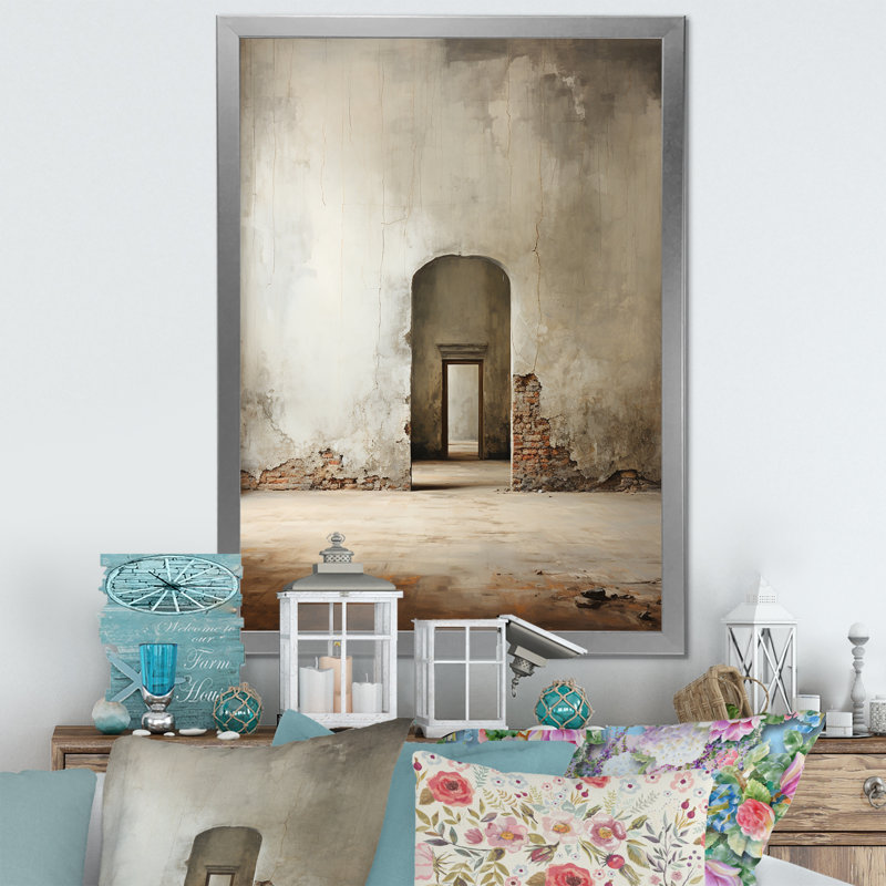 Impression sur toile «Beige minimalisme Embrace I», Cadre simple argenté, H 32 po x l 24 po x P 1 po