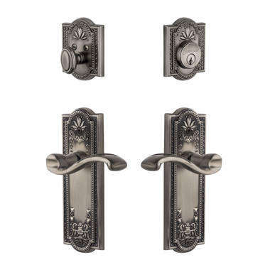 Fifth Avenue Tall Plate Entry Set with Bellagio Lever in Lifetime Bras -  Grandeur Hardware