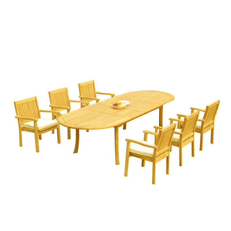 Leveb Outdoor 7 - Piece Teak Dining Set, 82" L x 40" W x 30.5" H